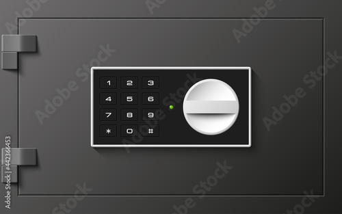 safe Image. Armored box background. The door of a bank vault with a electronic combination lock. Reliable Data Protection. Long-term savings. Deposit box safe icon.Protection of personal information