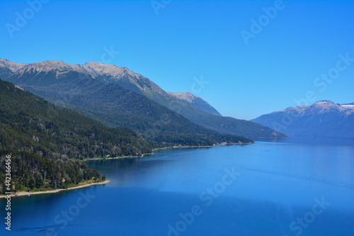 landscape of mountains and lake in patagonia argentina  villa traful