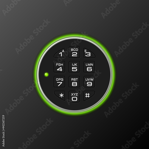 Black steel safe door. Armored box background. Door safe bank vault combination lock. Reliable data protection. Long-term savings. Deposit box safe icon. Protect personal information. Safe lock banner
