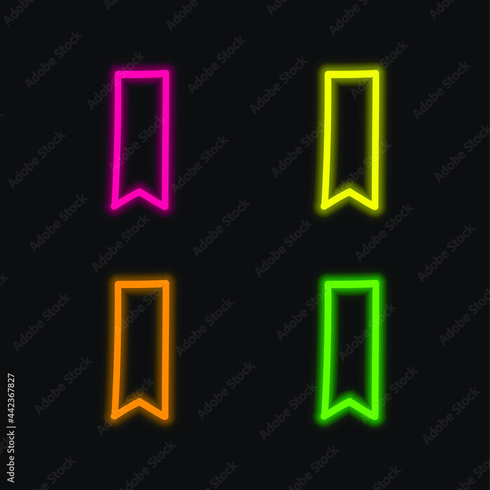 Bookmark Hand Drawn Outline four color glowing neon vector icon Bookmark Hand Drawn Outline four color glowing neon vector icon
