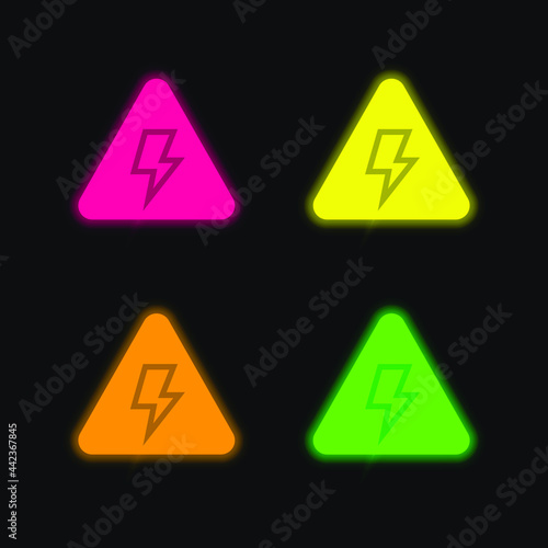 Bolt four color glowing neon vector icon