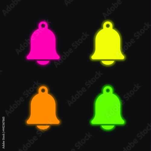 Big Church Bell four color glowing neon vector icon