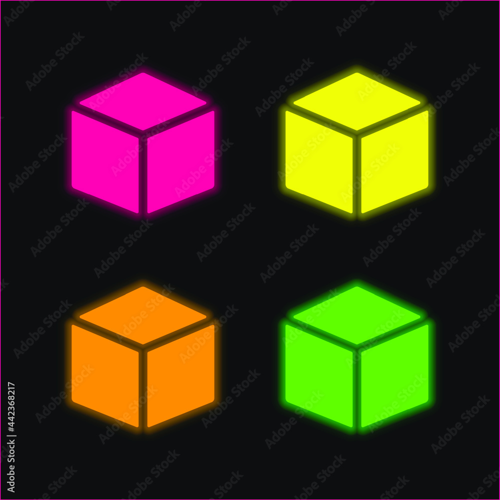 Obraz premium Box four color glowing neon vector icon