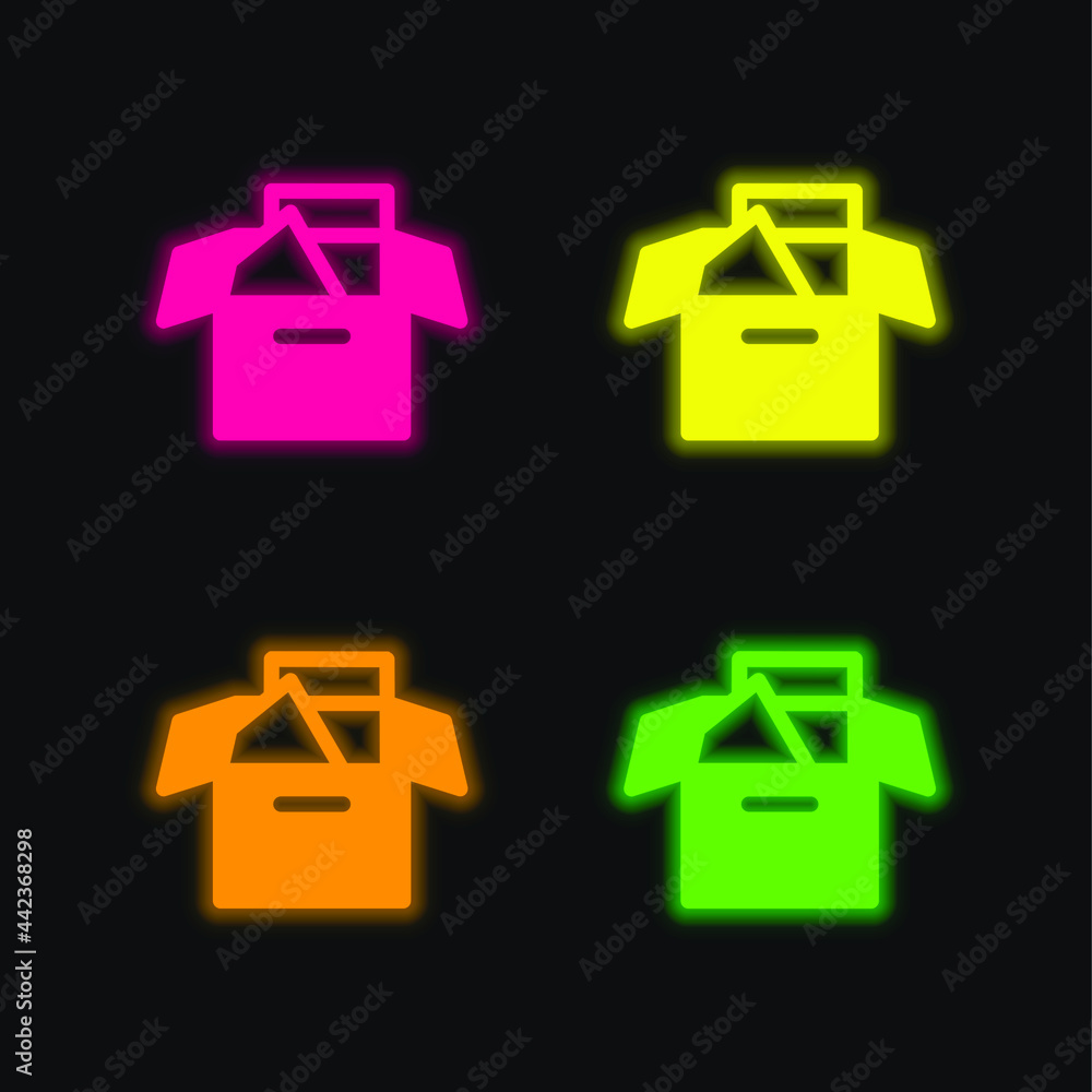 Obraz premium Box Filled four color glowing neon vector icon
