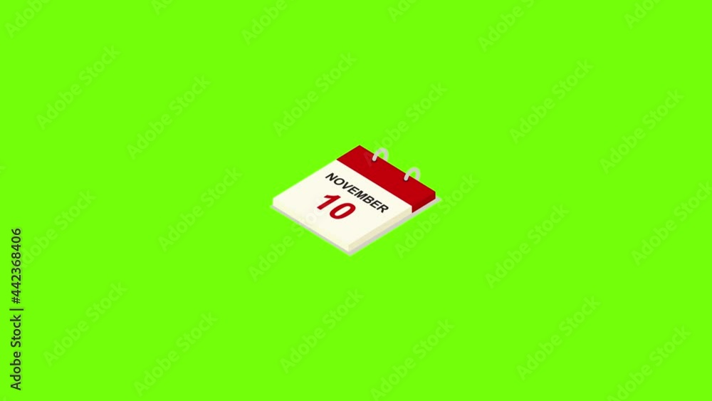 Calendar 10 november icon animation Calendar 10 november icon animation