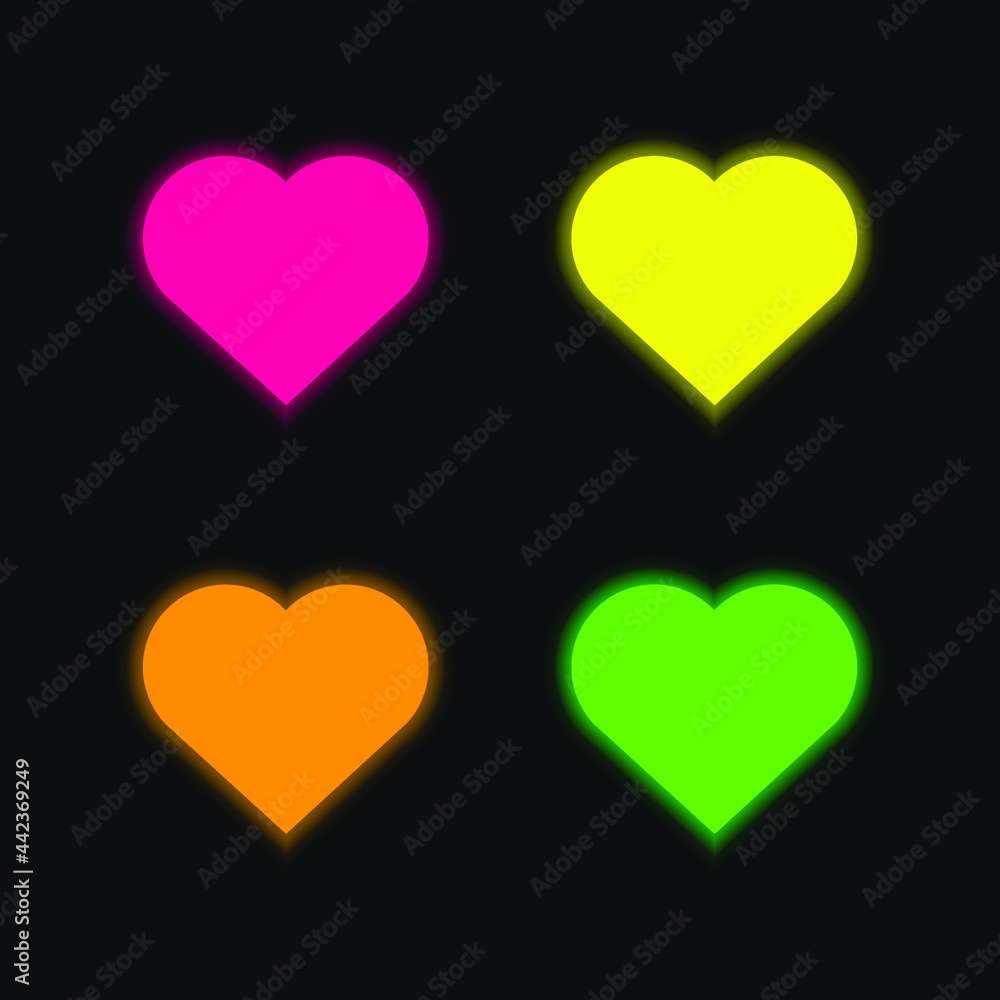Big Heart four color glowing neon vector icon