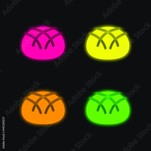 Bread four color glowing neon vector icon © LIGHTFIELD STUDIOS