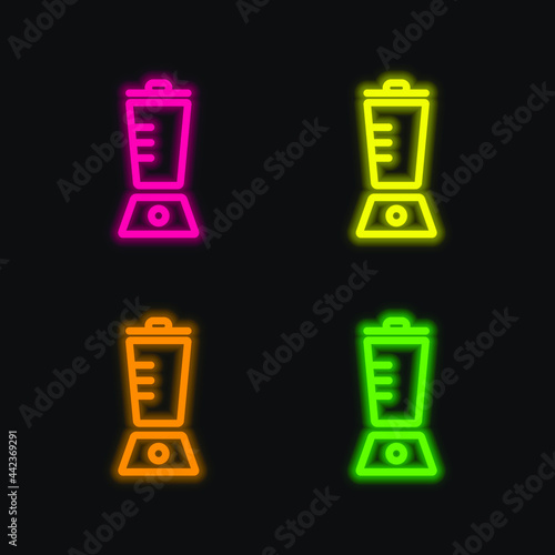 Blender Outline four color glowing neon vector icon