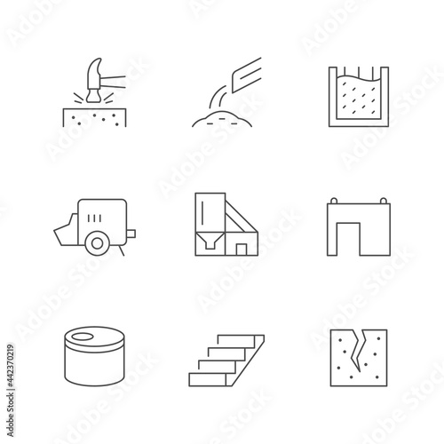 Set line icons of concrete