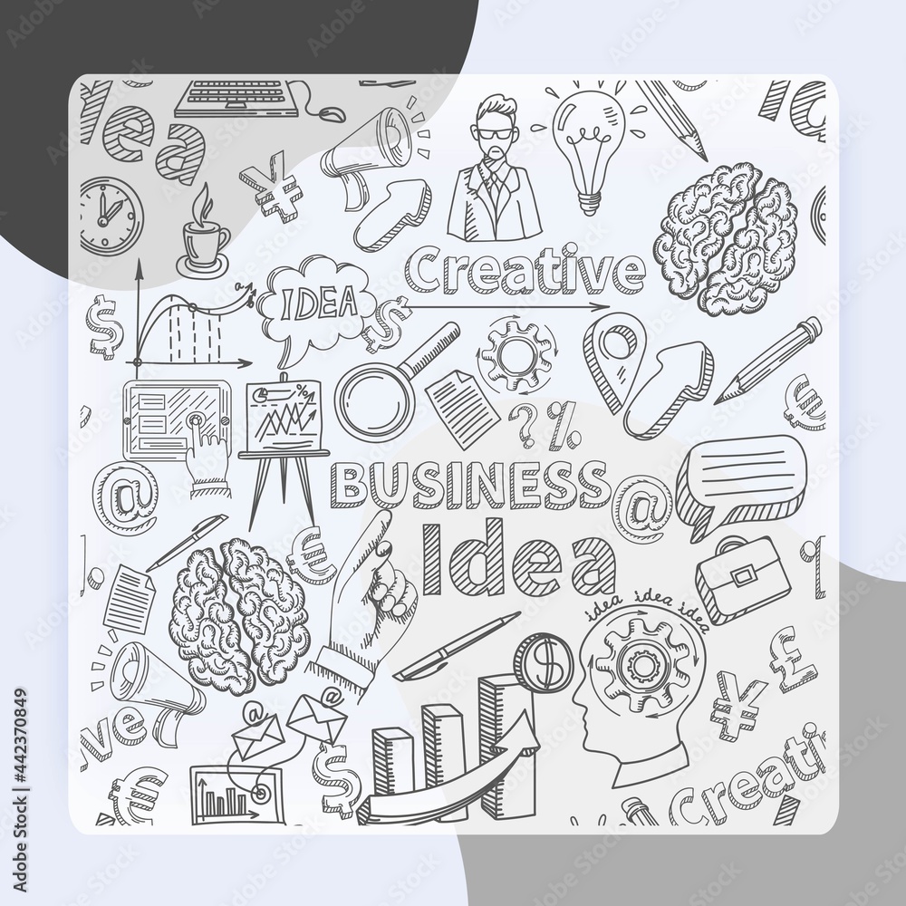 Obraz premium Creative background seamless pattern with business idea symbols vector illustration