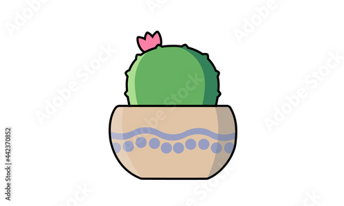 Small spherical cactus vector illustration in flat style. Parodia schwebsiana icon or object for design