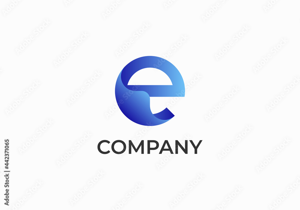 Initial Letter E With Wave 3D Logo, Initial Letter Logo For Your Company Name, Alphabet Logo Template Ready For Use, Modern Initial Logo
