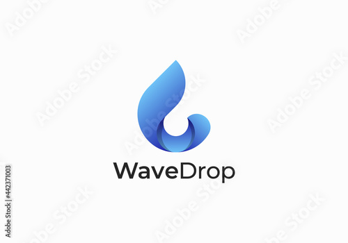wave Drop of water 3d vector logo design template. Clean water, filtration.
