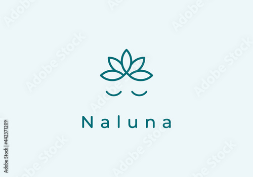 women logo with blindfolding the combination with lotus flower. beauty care, skin care, health care, yoga.