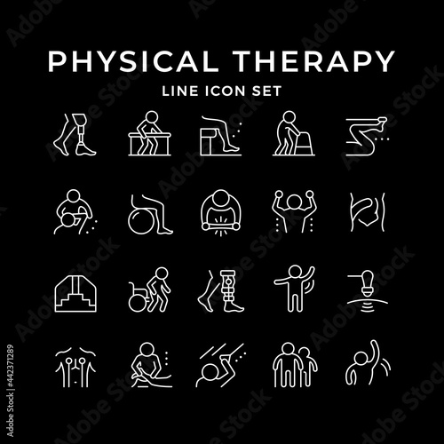 Set line icons of physical therapy