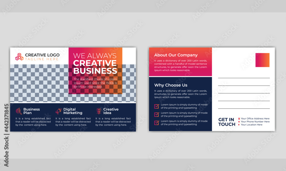 Creative modern corporate business postcard or EDDM postcard design template.