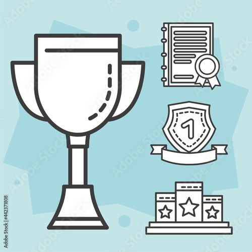 Winner cup with icon set