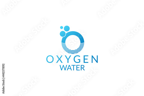 letter "O" or chemical symbol of oxygen "O" combined with water. Suitable for businesses related with water, digital media, science, lab, communications, etc.