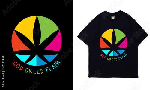 god greed flair vintage canvas t-shirt design template