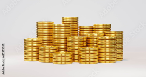 Gold Coin on white background. 3d render.