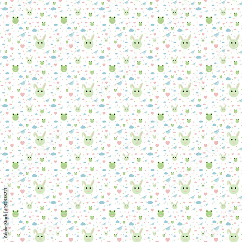 Baby seamless pattern with cute animal icons