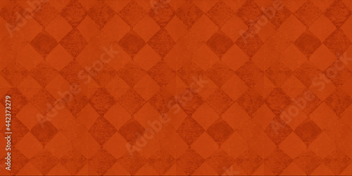 Old orange vintage worn shabby elegant damask rue diamond rhombus square patchwork motif tiles stone concrete cement wall wallpaper texture background