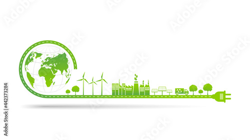 Sustainable development, World Environmental and Ecology friendly concept, Vector illustration photo