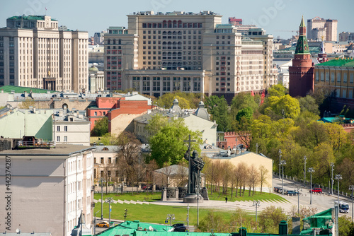 Monument to the Holy Equal-to-the-Apostles Prince Vladimir Svyatoslavich, the Baptist of Russia installed on Manezhnaya Street, near the walls of the Moscow Kremlin photo