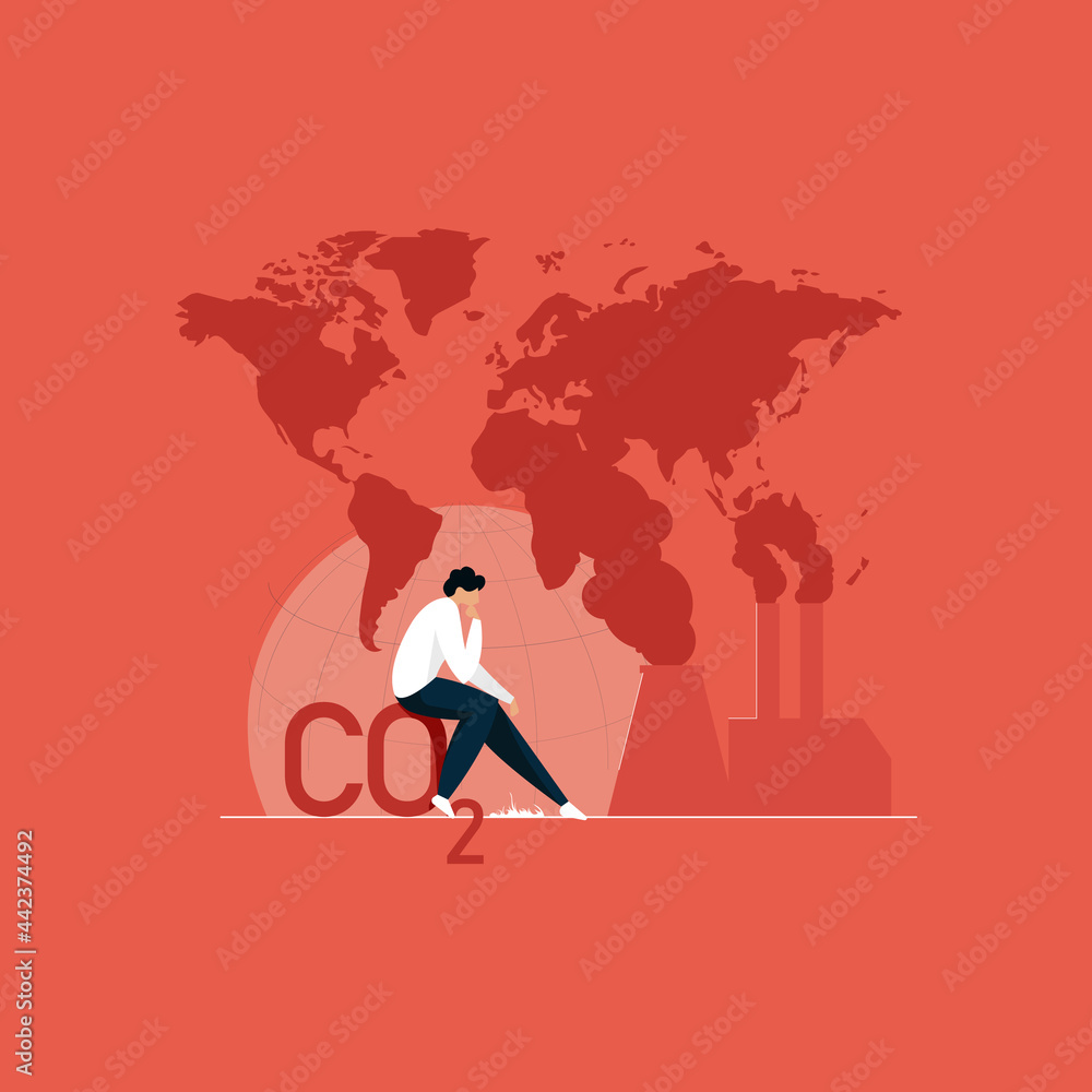 carbon dioxide reduction, stop air pollution and environment damage, save planet earth concept carbon dioxide reduction, stop air pollution and environment damage, save planet earth concept