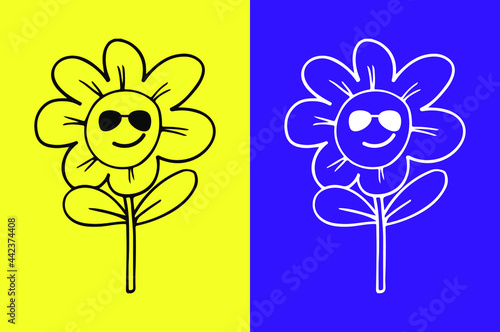 Flower wearing sunglasses emoji - vector file