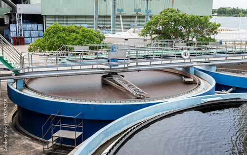 Waste water treatment ponds from industrial plants © Ratchapon