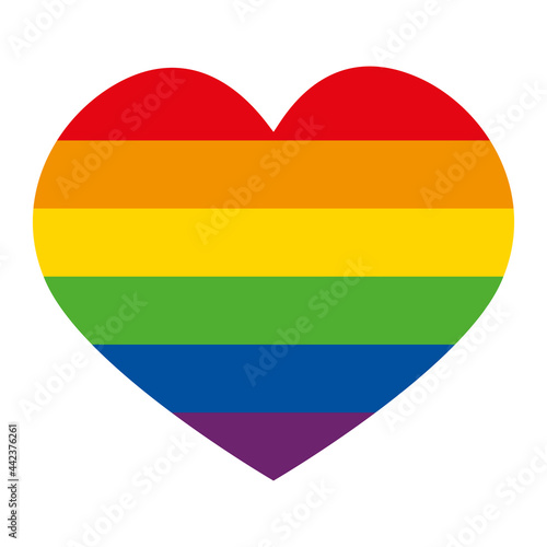 LGBTQ+ Rainbow Flag in a Shape of Heart. Vector Icon.