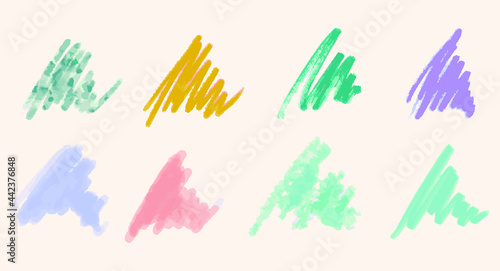 watercolor vector handwritings of different colors hand drawn lines doodle