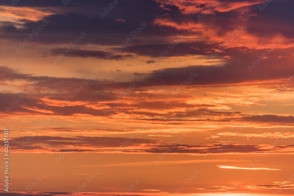 Bright Dramatic Sunset Sky for Sky Replacement or Background