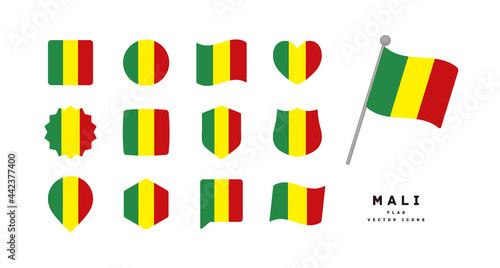 Mali flag icon set vector illustration