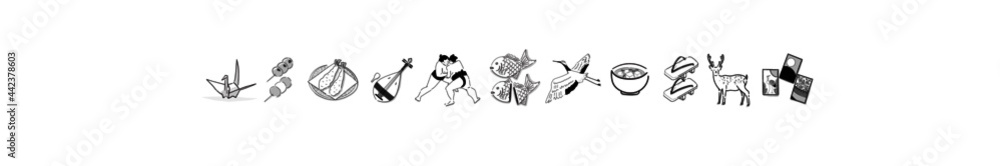 Japanese collection. Hand drawn sketch. Japanese culture, and events. Vector illustration of Japanese garden, food, sports, art and nature icon. Graphic design elements. Isolated objects.
Japanese collection. Hand drawn sketch. Japanese culture, and events. Vector illustration of Japanese garden, food, sports, art and nature icon. Graphic design elements. Isolated objects.