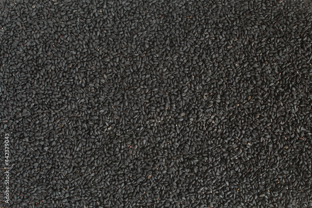 Obraz premium Background full of black cumin. Nigella sativa seasoning texture