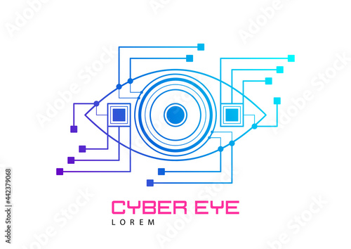 Eye Scanner .Cyber eye on a white background .Electronic nanotechnology .Technologies of the future .Vector illustration .