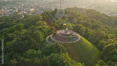 high castle lviv observation desk aerial view