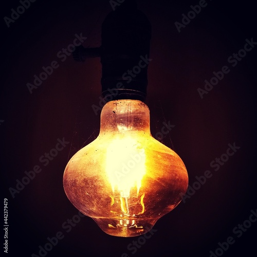 light bulb on black background