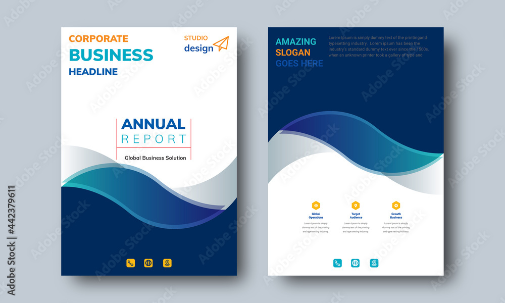 
Annual Report Layout Design Template, Background Business Book Cover Design Template in A4. Can be adapt to Brochure, Annual Report, Magazine, Poster, Corporate Presentation, Portfolio, Flyer, Book