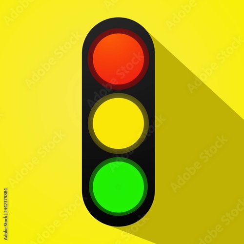 International Traffic Light Day flat illustration with traffic light on yellow background.