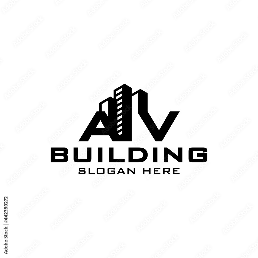 Building construction logo design with initial AV Building construction logo design with initial AV