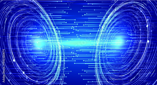 Helical coils emitting dot line particle Internet technology big data background.