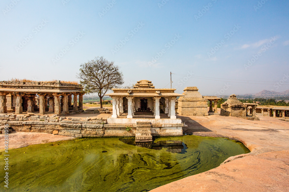 View at the Hemakuta Hill and temples in Hampi, Karnataka, South India, Asia