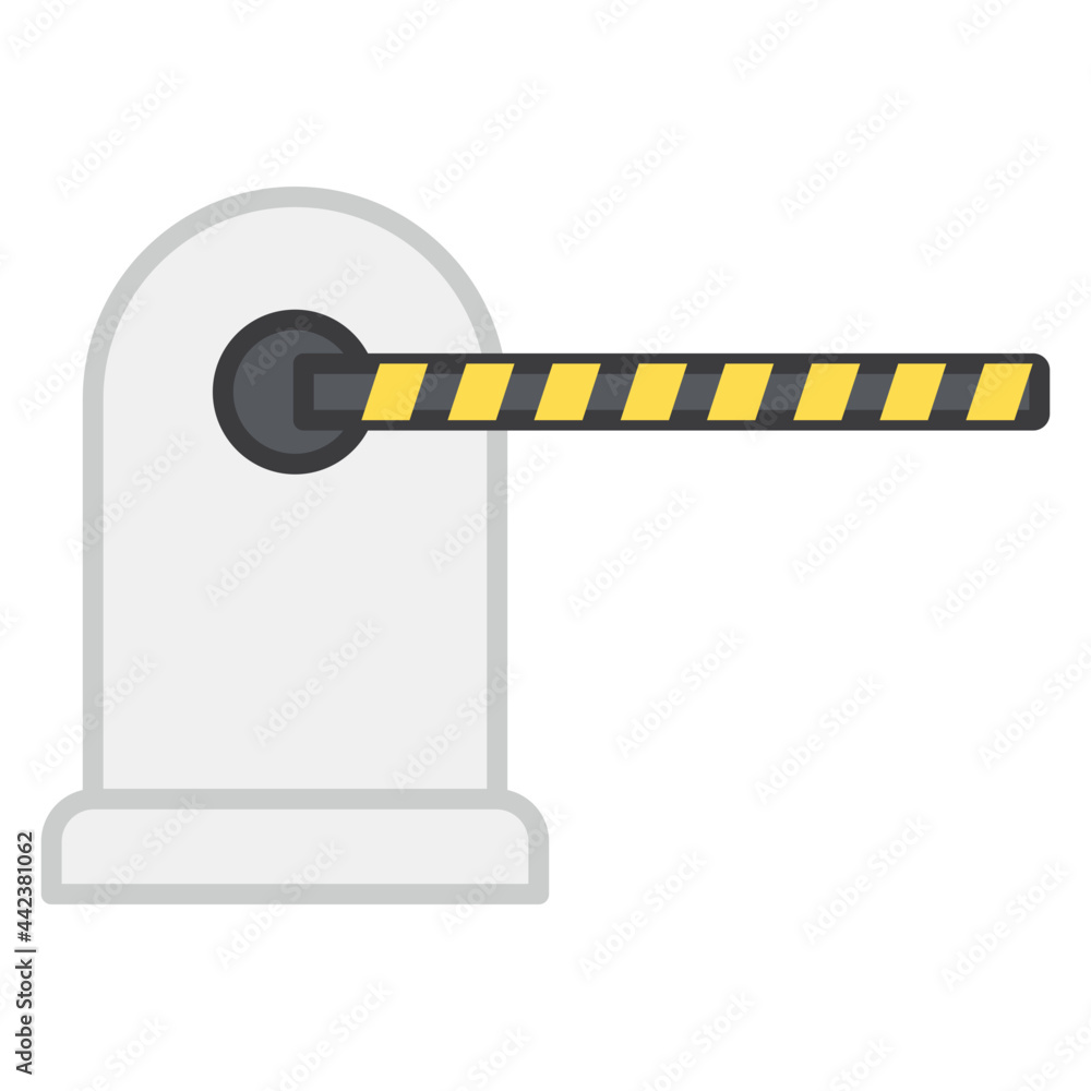 A road hurdle for checking purpose, check post icon