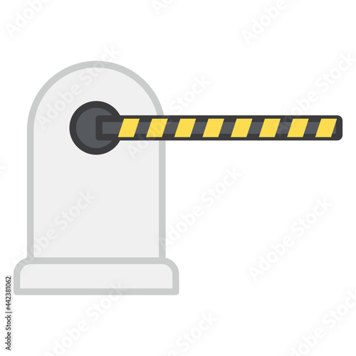 A road hurdle for checking purpose, check post icon