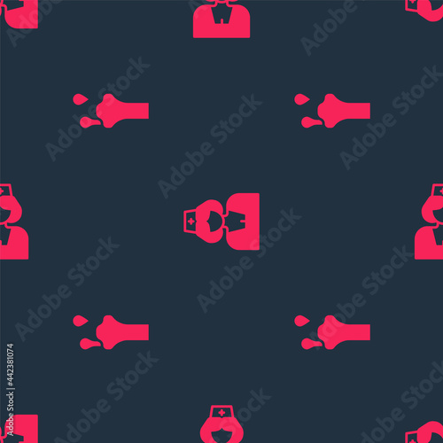 Set Runny nose and Nurse on seamless pattern. Vector