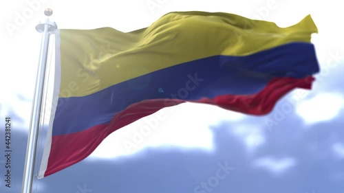 Colombia flag waving against the sky photo