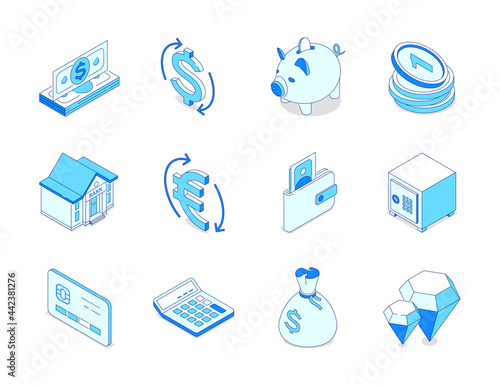 Business and finance - modern isometric icons set